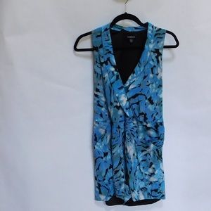 Bebe Sleeveless Blue/black floral romper